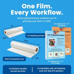 DTF Transfer Film Roll – Premium A3+ 13 inch x 328 ft – Double Matte