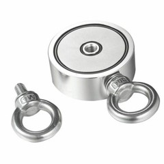 500LBS Double Sided Fishing Magnets Round Salvage Neodymium Hunt Magnet or Rope