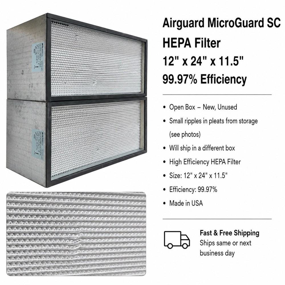 NC Filtration HEPA Filter 12x24x11.5 99.97% NCHM122412H910 New Open Box