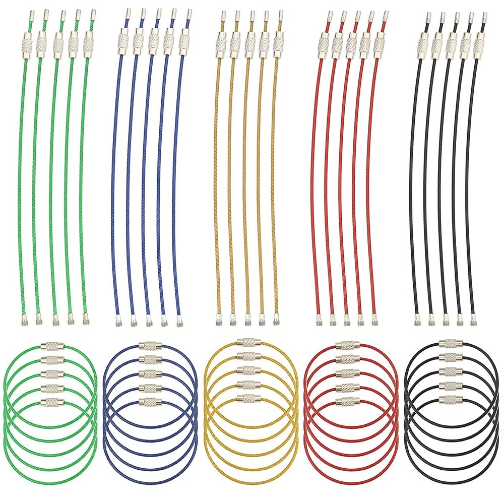 50 Pcs 5.9 Steel Wire Keychain Colored Nylon Coated Stainless Steel Metal Wire
