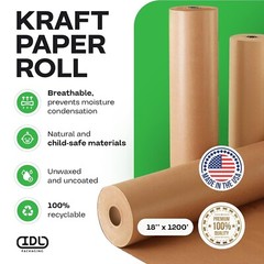18″ x 14400″ 1200 ft Large Brown Kraft Paper Roll for Packing – Perfect Natur…