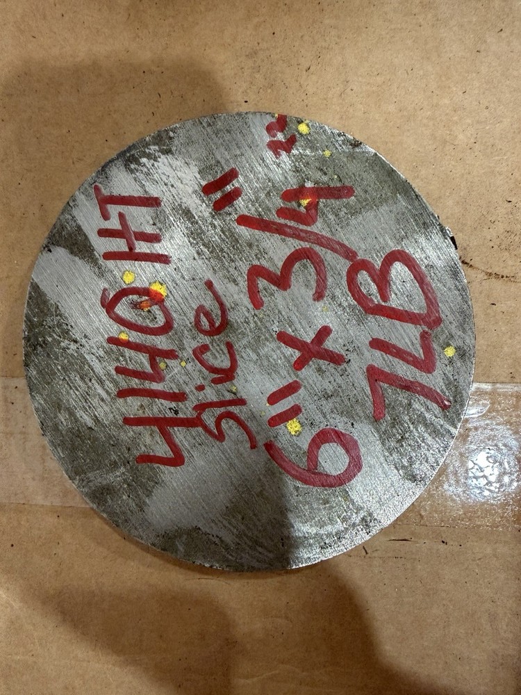 1 Slice 4140 Hot Rolled Steel Bar Round Stock Heat Treated 6” OD x ~3/4”