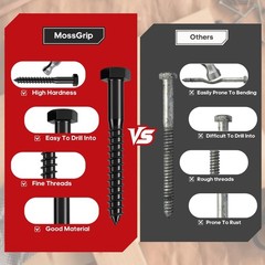 25 Sets Heavy Duty 1/2″ x 4″ Hex Lag Screws & Washers – Black Zinc Plated for Wo