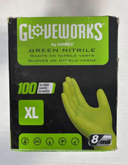 Gloveworks 8 mil Disposable HD Nitrile Gloves, Pack of 100, XLarge, Green