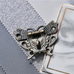 44x50mm Wooden Case Box Butterfly Shape Hasp Lock Latch with Screws