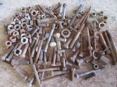 Huge Antique Lot of Various Size Hex Head Screw Bolts Nuts 32 Pounds Shd10