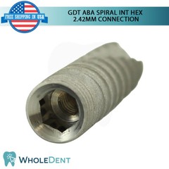 1X GDT ABA Dental Spiral Int Hex 2.42mm Connection Titanium Sterile SLA