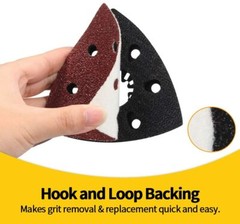 100PCS Triangle Sanding Pads for Oscillating Multi-Tool Hook Loop Sandpaper Disc