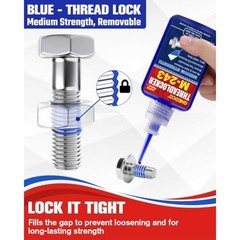Threadlocker Blue, Thread Lock Medium Strength Lock Tight for Nuts, Bolts, Faste