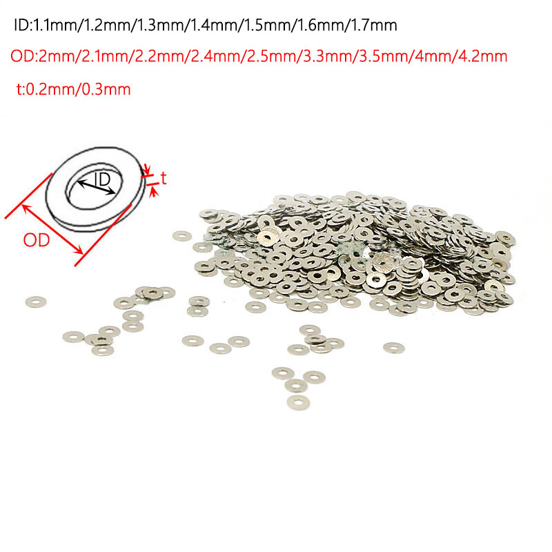 100PCS Flat Shim Washers 0.2mm/0.3mm Thickness Mini Micro Washer For Bolts&Screw