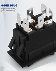 30 Amp DPDT Momentary Switch, On-Off-Momentary On Rocker Switch 6 Pin for Many F