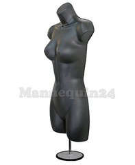 2 MANNEQUINS: FLESH & BLACK FORMS + 1 STAND + 2 HANGERS FEMALE DRESS CLOTHING