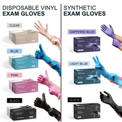 Black Vinyl Disposable Gloves Large 50 Pack – Latex Free, Powder Free Medical…