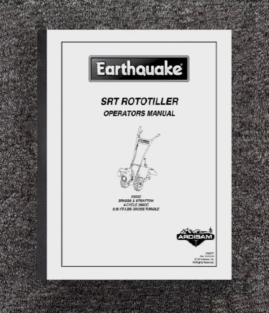 7055 SRT Rototiller Operator Instructions Manual Fits Earthquake Model 7055C