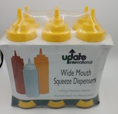 Update International 6 Wide Mouth Squeeze Dispensers 24 Oz Yellow Restaurant New