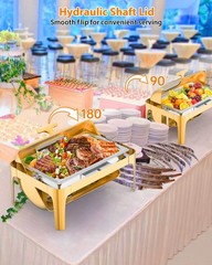9QT Roll Top Chafing Dish Buffet Set Stainless Steel with Thick Frame for Party
