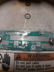 APPLETON POWERTITE RECEPTABLE W/BASE AR20044RS 200A 600V 4W 4P