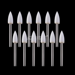 10packs Dental Flame Mounted White Stone Polishing Burs FG Abrasion Point Burs
