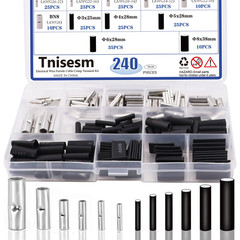 240 Pcs Non-Insulated Butt Connectors Assortment Kit,Seamless Uninsulated Butt C