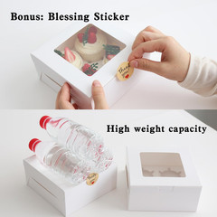 30 Pcs Bakery Boxes with Clear Window, 6.3×6.3×3 Inches, Food Grade Materials, E