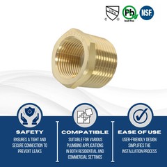 1 Pack 11/4″ Male X3/4″ Female NPT Pipe Thread Hex Reducer Bushing