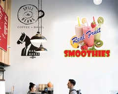 Food Truck Decals Real Fruit Smoothies Restaurant & Food Concession Sign Red