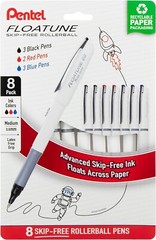 Pentel Floatune Skip Free Rollerball, 0.8mm Medium point, Black Red and Blue Ink