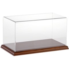 Plymor Clear Acrylic Display Case with Hardwood Base, 10″ W x 5″ D x 5″ H