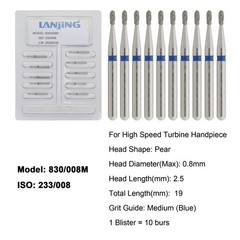 Dental Diamond Burs FG Pear Coarse Medium High Speed Bur Friction Grip 830 830L