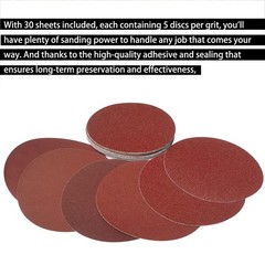 30 Pack 8″ PSA Sanding Discs Set – 5 Each of 80, 100, 120, 180,240, 400 Grit…