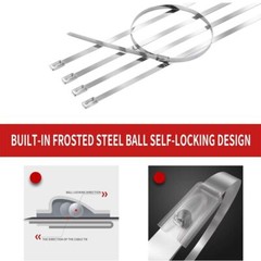 100pcs 304 Stainless Steel Metal Zip Ties Heavy Duty Self-Locking Cable Ties
