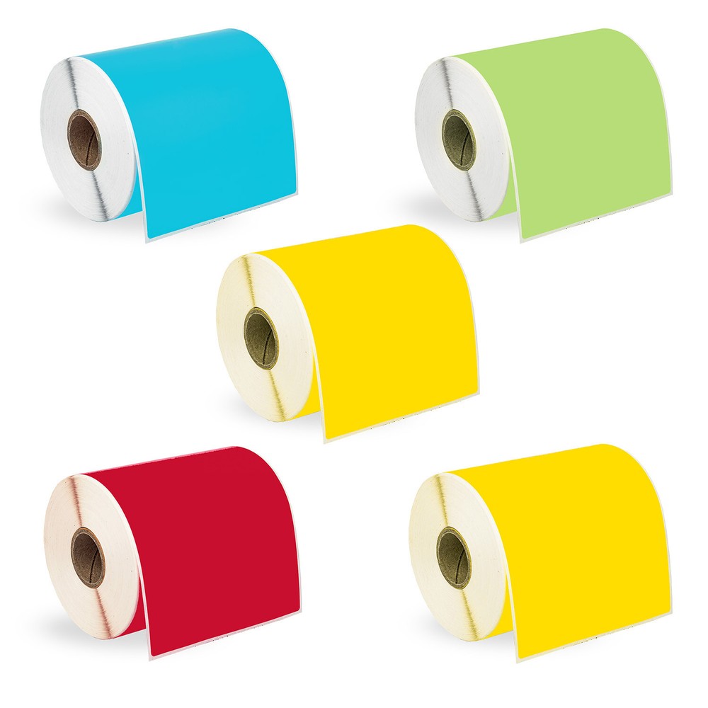 ZEBRA 4×6 COLOR COMBO Labels 1″ Core 5 Rolls: 2 YELLOW 1 ea BLUE GREEN RED