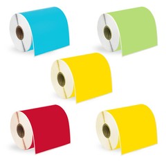 ZEBRA 4×6 COLOR COMBO Labels 1″ Core 5 Rolls: 2 YELLOW 1 ea BLUE GREEN RED