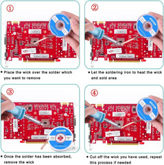 Desoldering Sucker and 6 Pcs Solder Braid Wick (2.0Mm/2.5Mm/3.0Mm Width, 1.5M Le