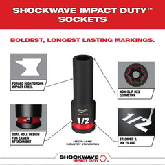 SHOCKWAVE Impact Duty 3/8 In. SAE Deep Impact Rated Socket Set (8-Piece) and 1 I