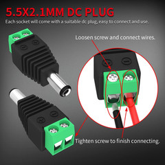DC Jack 5.5X2.1Mm Pre-Wired Female DC Power Jack Panel Mount Barrel Jack with 5.