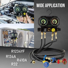 Lichamp HVAC Gauges with 5 FT Hoses, AC Manifold Gauge Set R134A R1234 R410A and