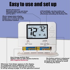 Heagstat Non-Programmable Thermostats for Home Conventional White Backlight