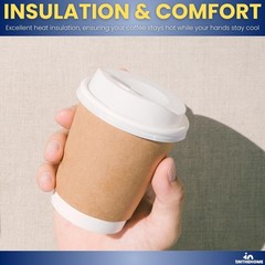 Coffee Cup Sleeves 8 oz, Disposable Insulated Kraft Paper (50-Pack)