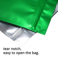 Assorted Size Clear Front Green Back Matte Foil Mylar Zip Lock Pouch Bag G04