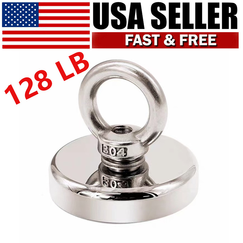 128LBS Pulling Force Neodymium Fishing Magnets, Strong Round Rare Earth