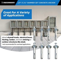 Sandbaggy 1/4″ x 1-1/2″ Hammer Set Concrete Anchor – Drive In Pin Anchors