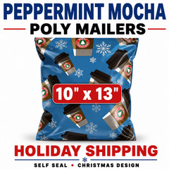Peppermint Mocha Christmas Poly Mailers 10×13 Self Seal Holiday Shipping Bags