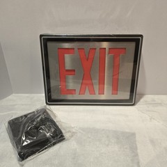 Red LED Exit Sign Brushed Metal Casing Chloride LACBD1R Mounting Kit Both Faces