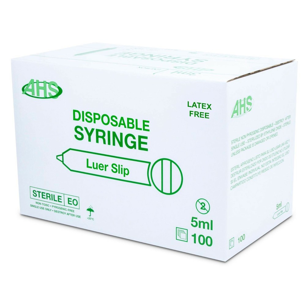 AHS 5ml (5cc) Luer Slip Syringe, 1000/Case
