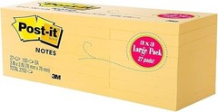 Post-it Notes 3″ x 3″ Canary Collection 100 Sheet/Pad (654-2700-YW)