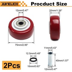 Universal Fit 2Pcs 3-Inch PU Caster Wheels – Ideal for Trolleys and Workbenches