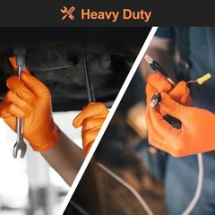 Heavy Duty Orange Industrial Nitrile Extra Thick Gloves with Textured Grip 8-mil