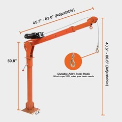 ✨1100 lbs Pickup Truck Hoist Crane w/Electric Winch Folding Truck Mounted Crane