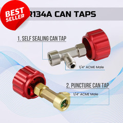 AC R134A Adapter Kit, Quick Couplers, Self-Sealing & Puncture Can Taps, QA01